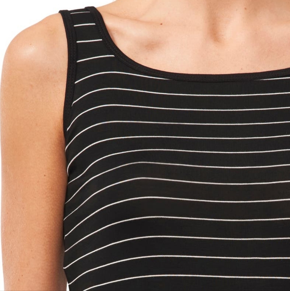 3/$20🌟 Halogen Black/White Mini Stripe Striped Favorite Tank Top Size XS - Picture 3 of 10